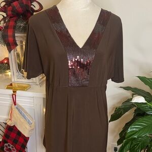 Antthony Original Brown Blouse with Sequin Detail